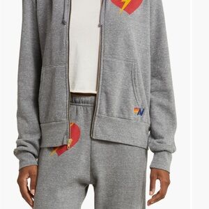 Aviator Nation Bolt Heart Graphic Zip Up Hoodie